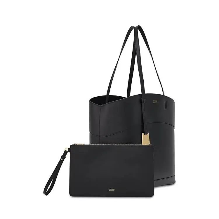 Salvatore Ferragamo Medium Black Leather Charming Tote Bag