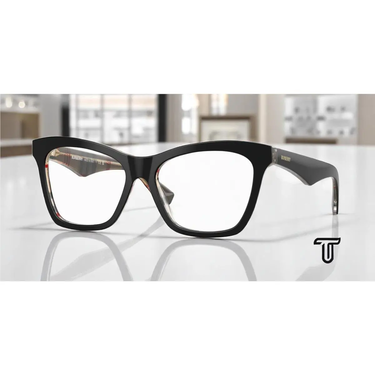 Burberry BE2416 4121 Top Black Vintage Check Demo Lens 54 mm Women`s Eyeglasses