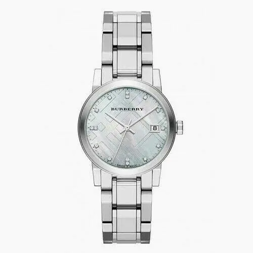 BU9125 Heritage Stainless Steel 34 mm Mop Dial Women`s Watch by Burberry