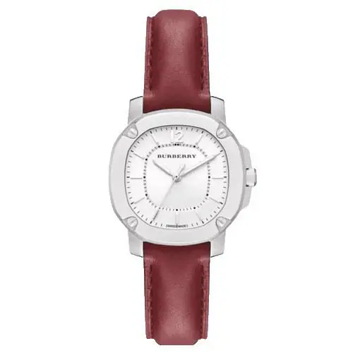 Burberry Brit The Britain BBY1705 Stainless Steel Red Strap Dial 34MM - Dial: Silver, Band: Red, Bezel: Silver