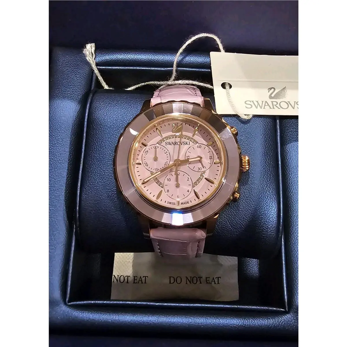 Swarovski Octea Lux Chrono Watch Leather Strap Purple Rose Gold-tone 5632263