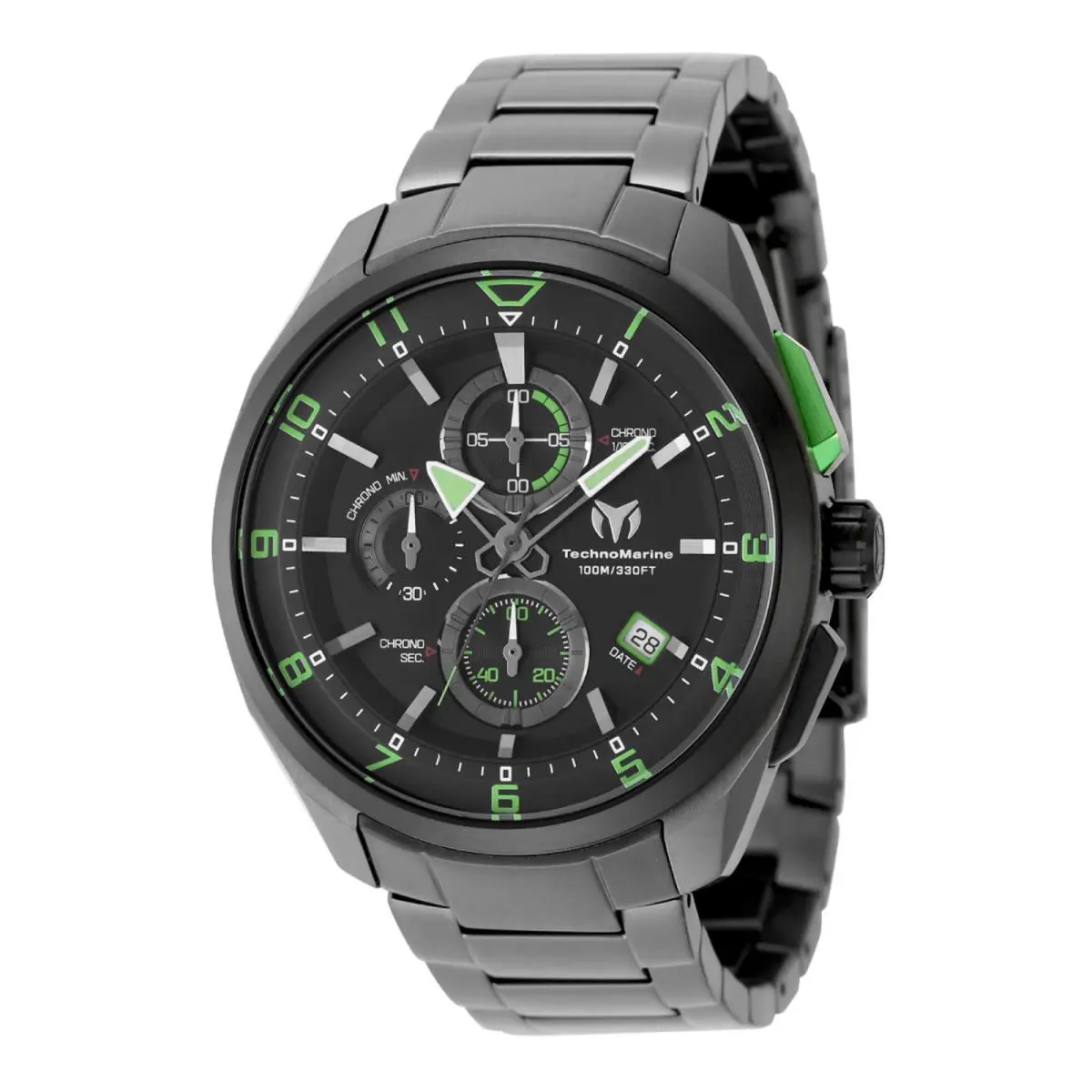 Technomarine Men`s Black and Green Chronograph Watch