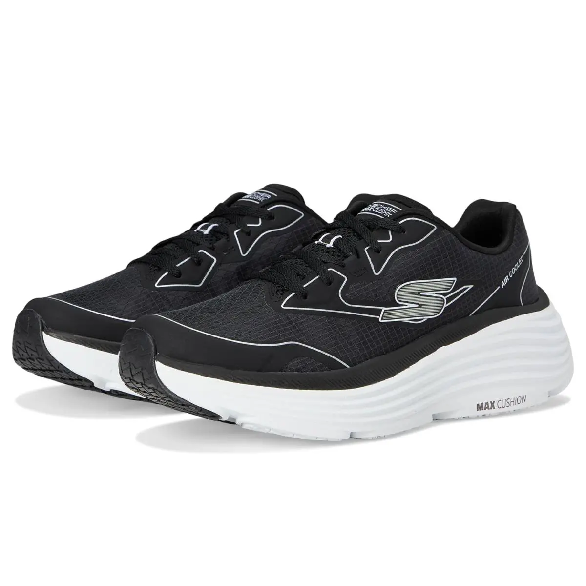 Woman`s Sneakers Athletic Shoes Skechers Max Cushioning Endeavour Galloway - Black/Silver