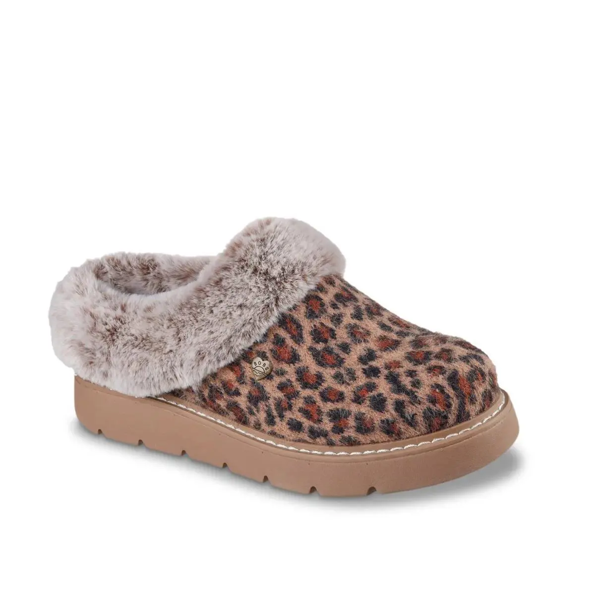 Woman`s Slippers Skechers Bobs Keepsakes Lite Snug Spotz Slipper - Brown/Black Leopard Print