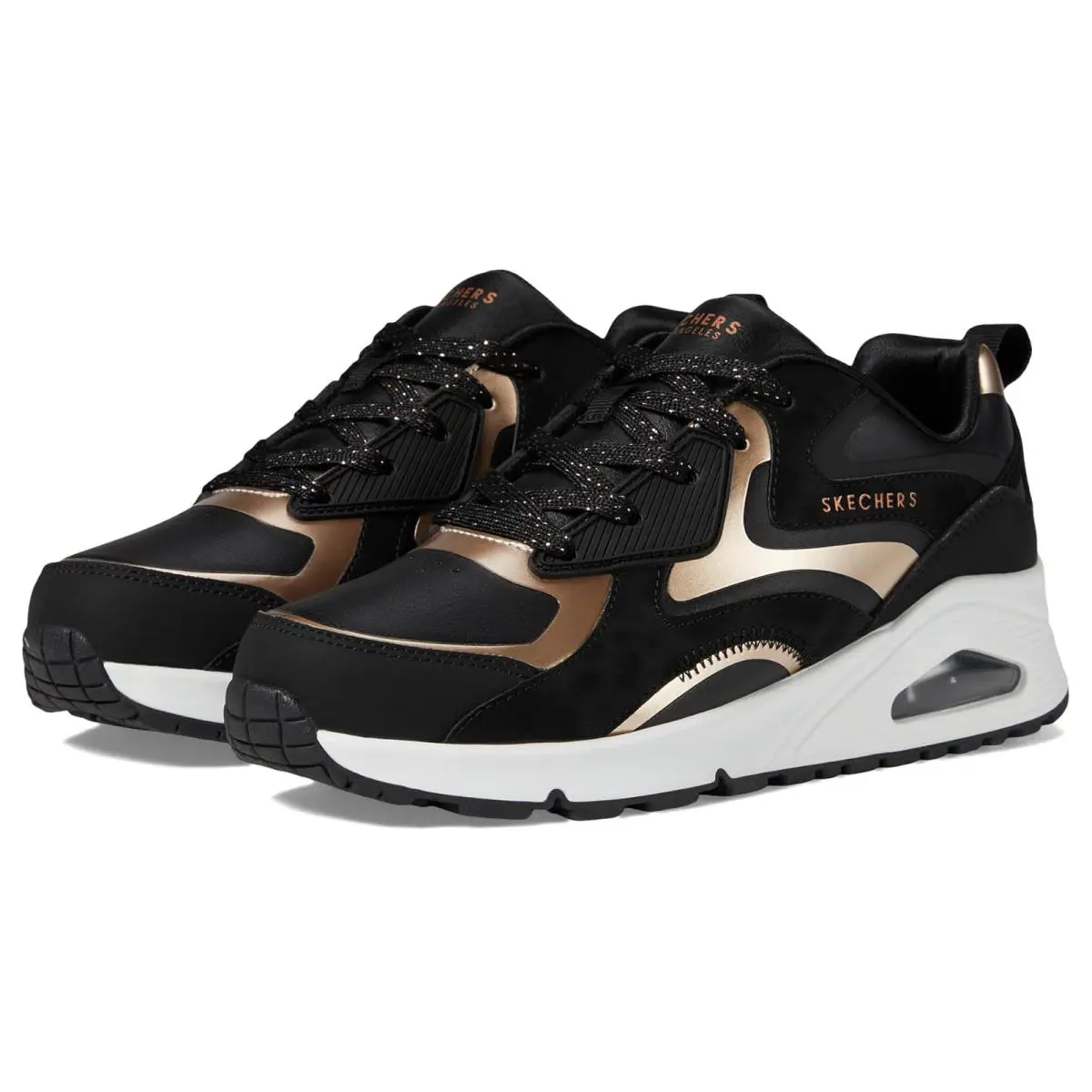 Girl`s Shoes Skechers Kids Uno Gen1 - Color Surge 310547L Little Kid/big Kid - Black/Rosegold