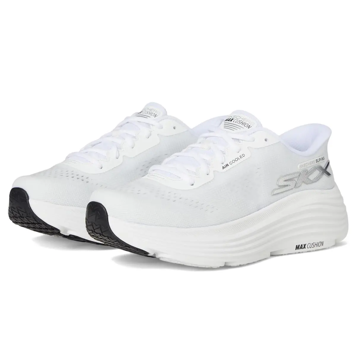 Woman`s Shoes  Max Cushioning Endeavour Hallandale Hands Free Slip-ins White/Black by Skechers