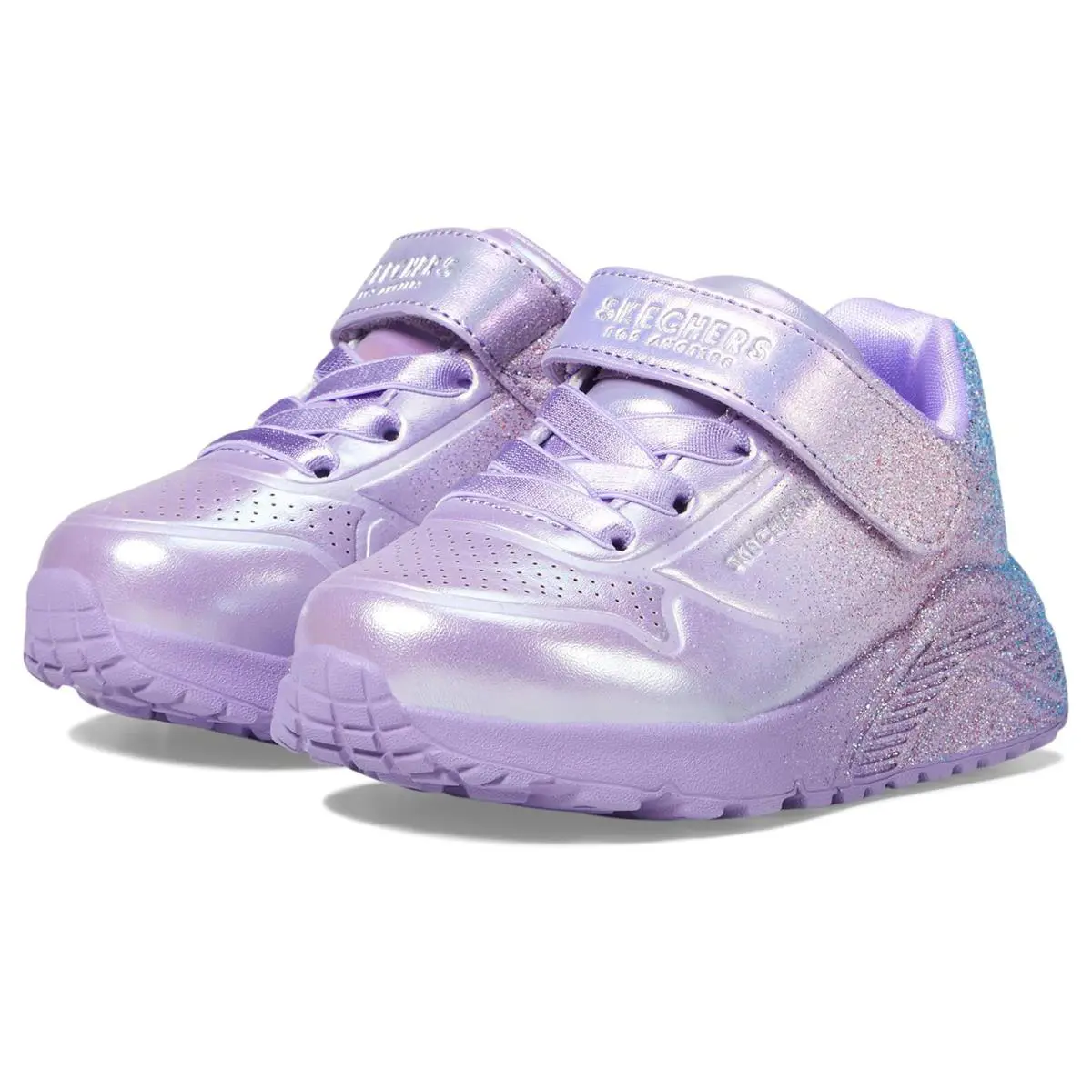 Girl`s Shoes Skechers Kids Uno Lite - Metallic Sparkle 310394N Toddler - Lavendar