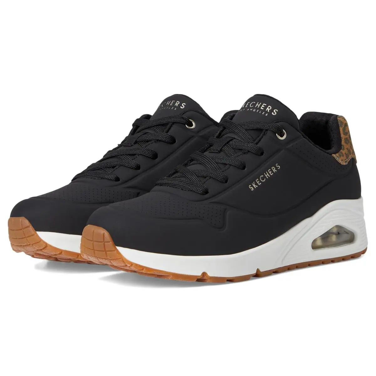 Woman`s Sneakers Athletic Shoes Skechers Uno - Jungle Nite - Black/Leopard
