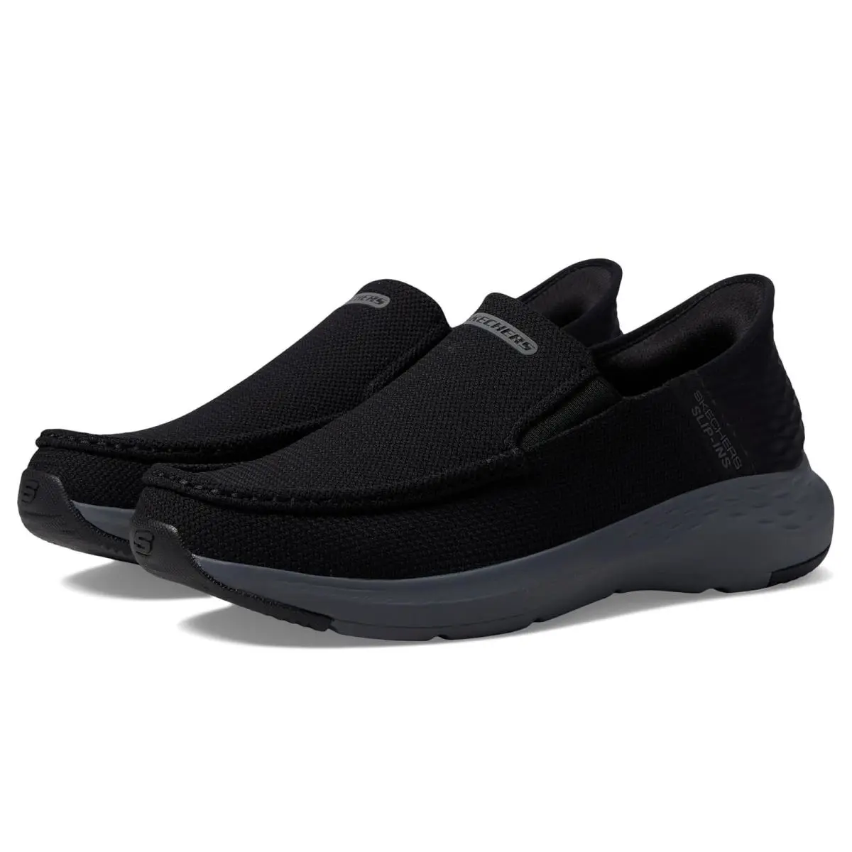 Man`s Sneakers Athletic Shoes Skechers Parson Ralven Hands Free Slip-ins - Black Charcoal