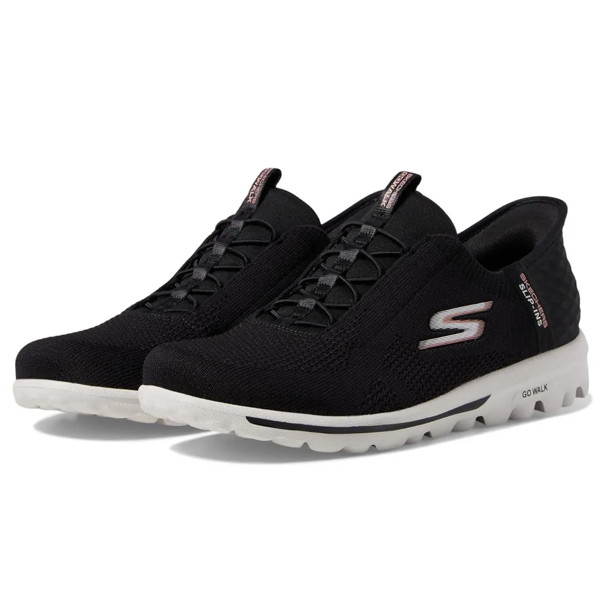 Woman`s Shoes Skechers Performance Go Walk Travel Milan Hands Free Slip-ins - Black/Pink