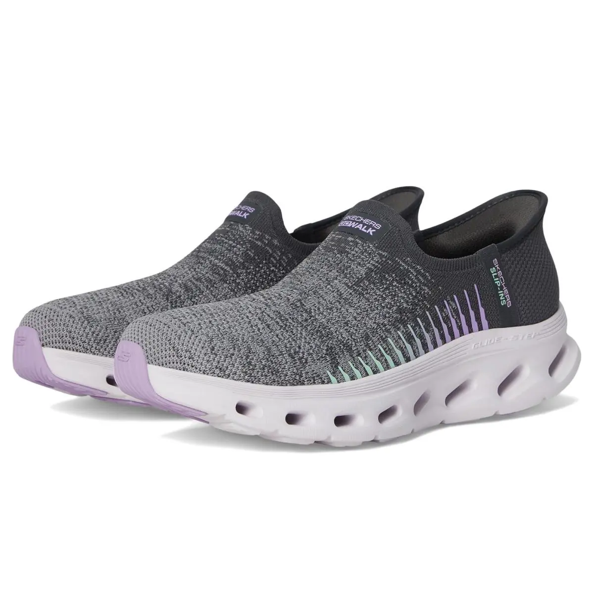 Woman`s Skechers Performance Go Walk Glide Step 2.0 Venus Hands Free Slip-ins - Charcoal/Lavender