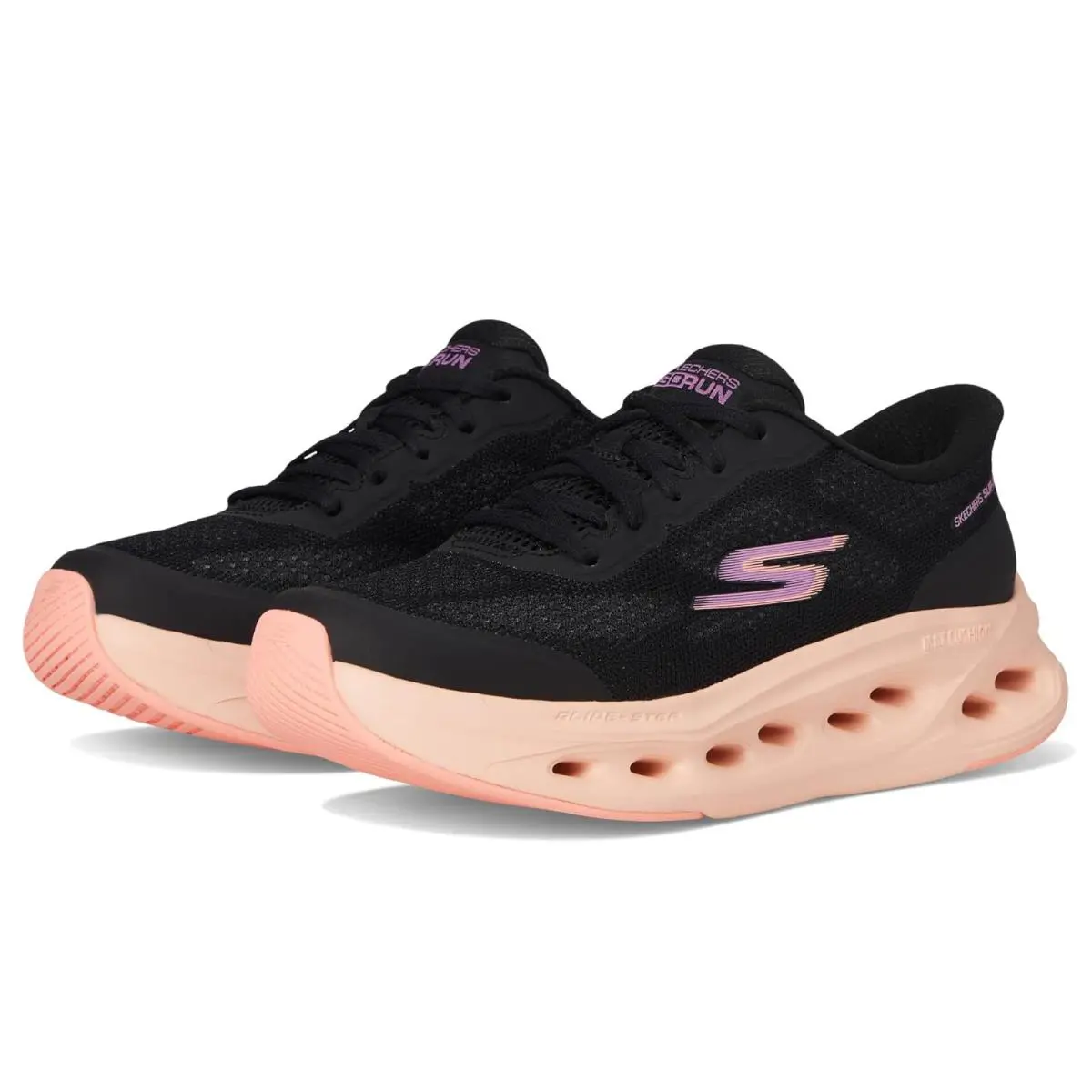 Woman`s Shoes Skechers Max Cushioning Glide Step Hartford Hands Free Slip-ins - Black/Purple