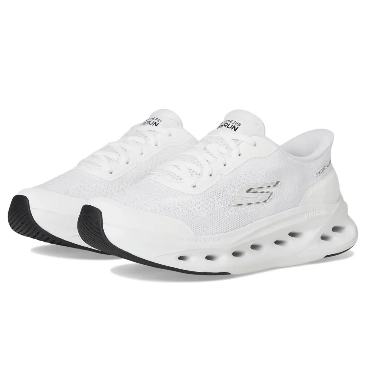 Woman`s Shoes  Max Cushioning Glide Step Hartford Hands Free Slip-ins White/Black by Skechers
