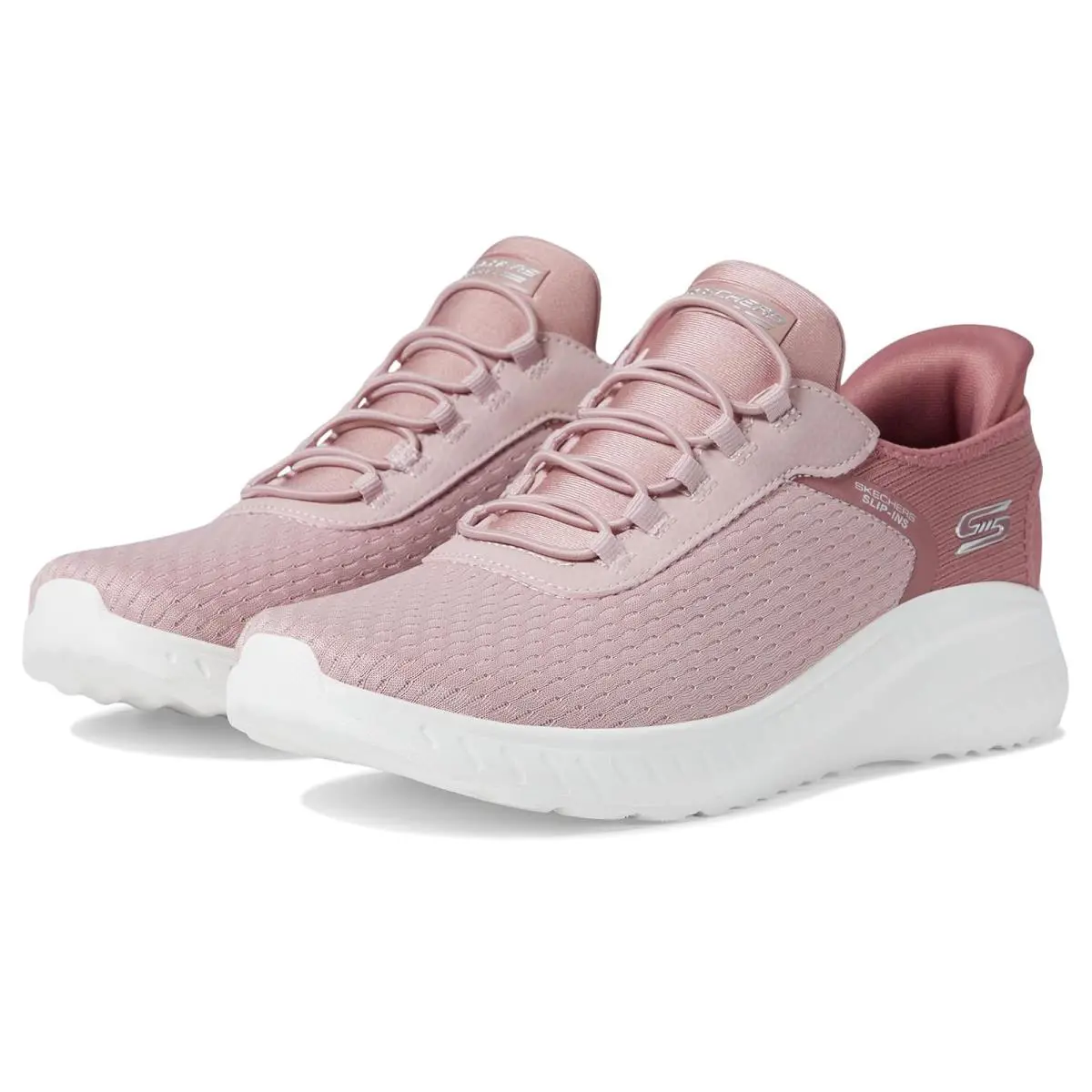 Woman`s Shoes Bobs From Skechers Bobs Squad Chaos - In Color Hands Free Slip-ins - Blush