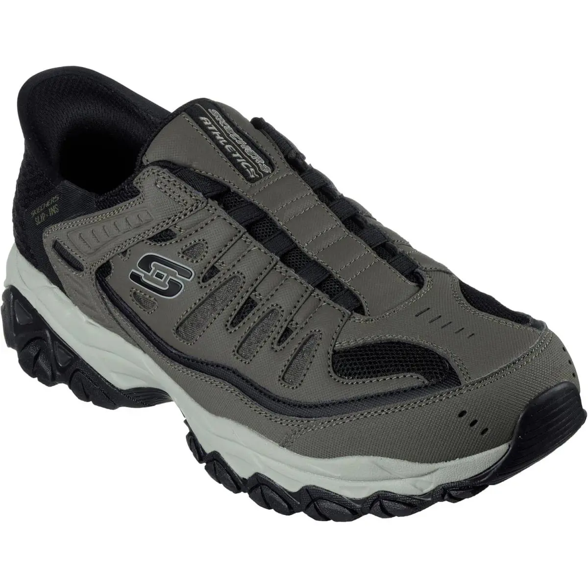 Skechers Mens Afterburn M.fit Ridgeburn Casual Work Brown Slip-ins Shoes Sizes - Brown