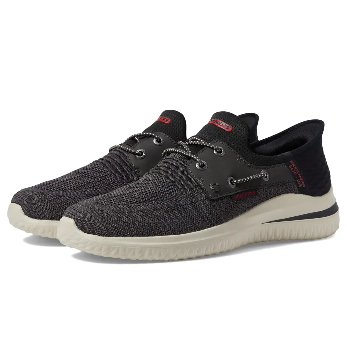 Man`s Sneakers Athletic Shoes Skechers Delson 3.0 Roth Hands Free Slip-ins - Charcoal Black