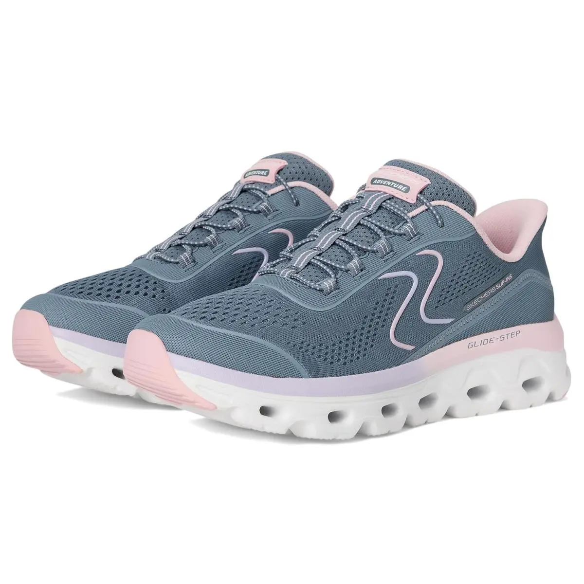 Woman`s Shoes  Glide Step Sole Hands Free Slip-ins Slate/Taupe by Skechers