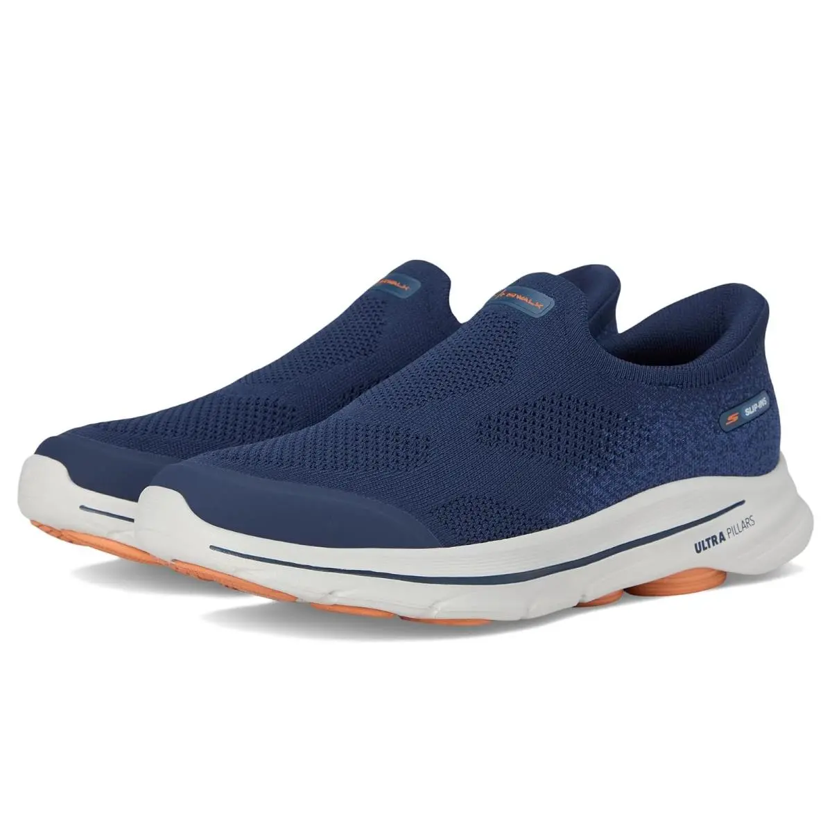 Man`s Shoes  Performance Go Walk 8 Pelayo Hands Free Slip Navy/Orange by Skechers