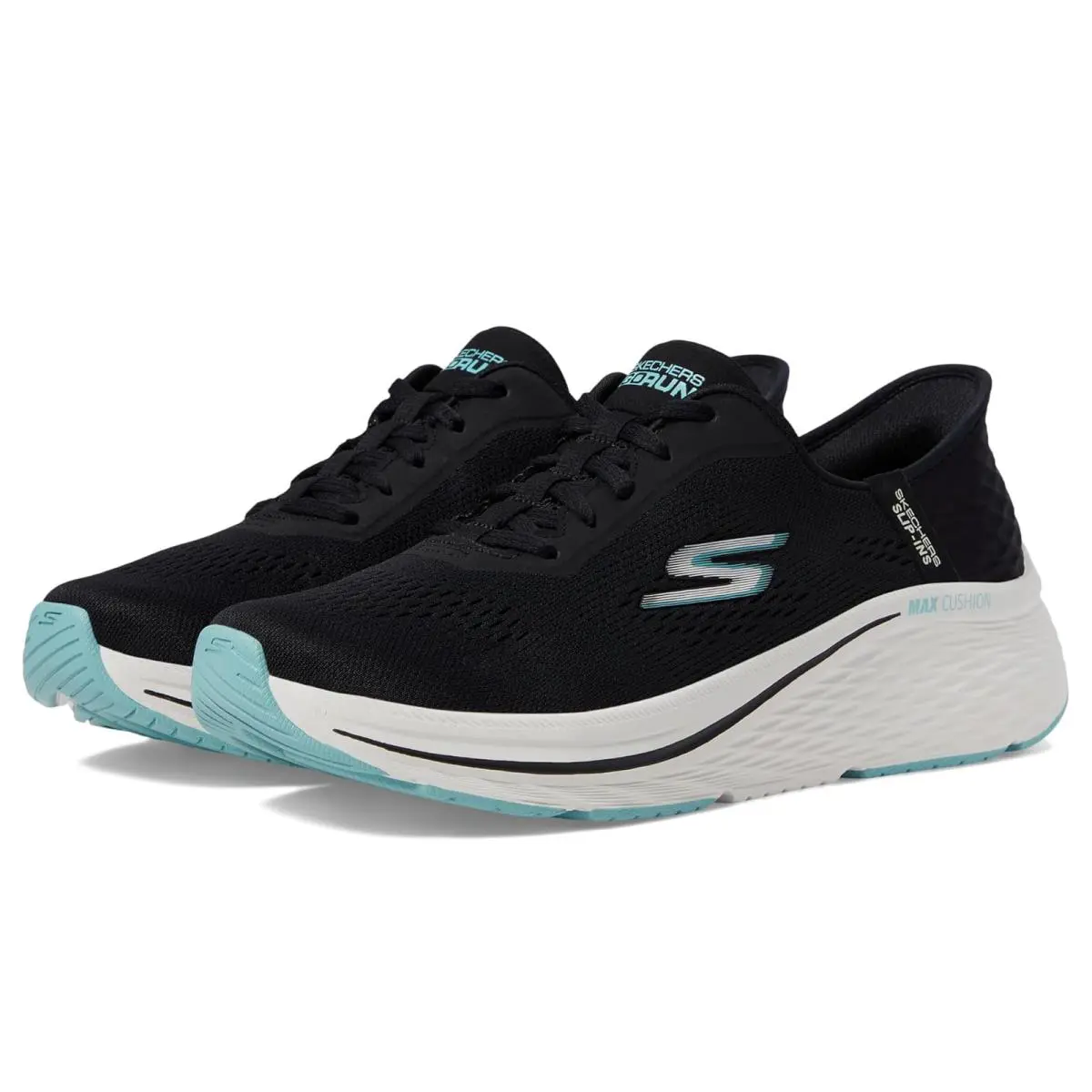 Woman`s Shoes Skechers Max Cushioning Elite 2.0 Vanish Hands Free Slip-ins - Black/Blue