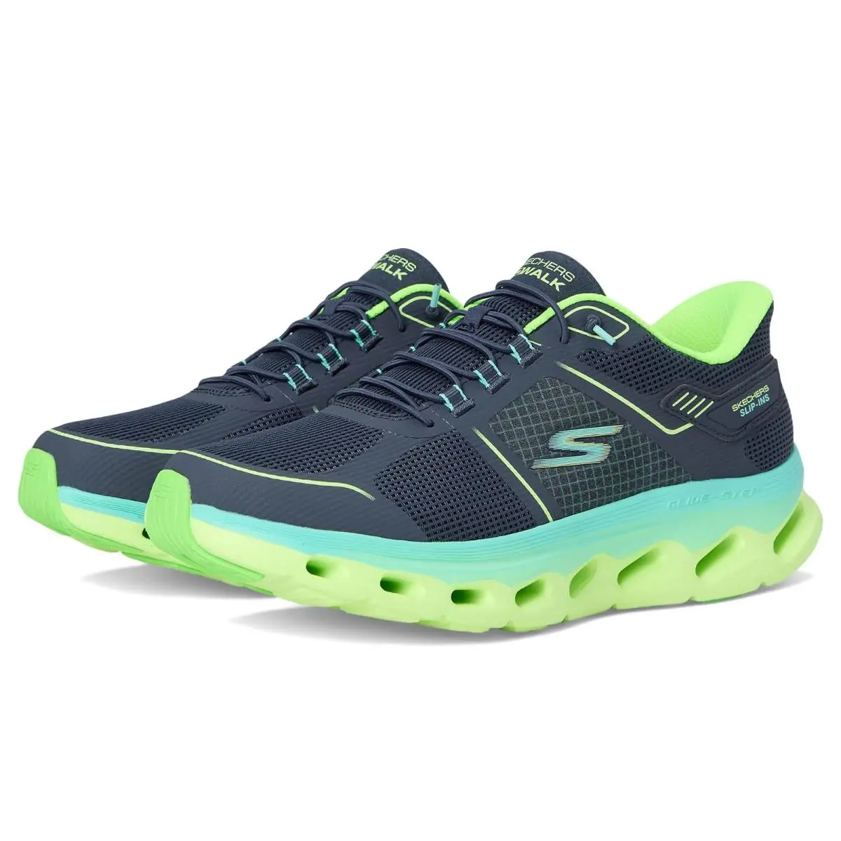 Woman`s  Performance Go Walk Glide Step 2.0 Elektra Hands Free Slip-ins Navy/Lime by Skechers