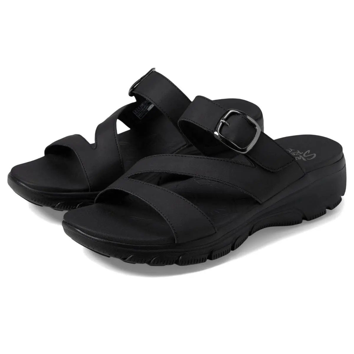 Woman`s Sandals Skechers Easy Going - Slide On By - Black/Black