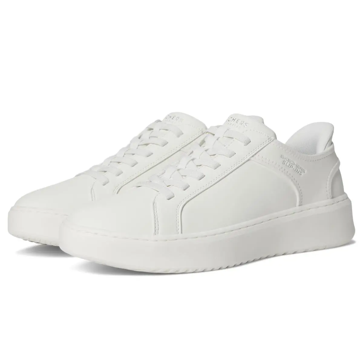 Man`s Shoes Skechers Court Break - Double Vented Hands Free Slip-ins - White