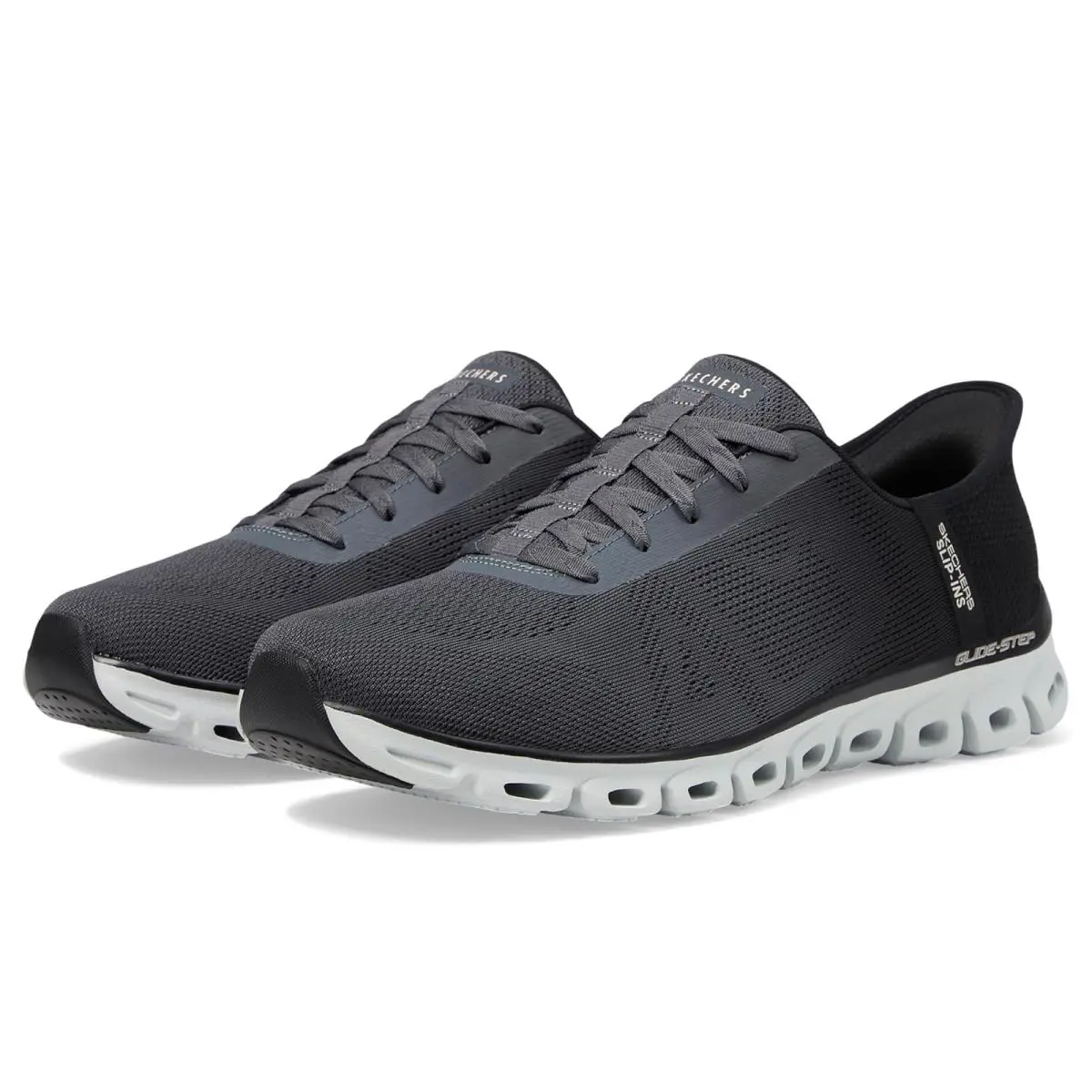 Woman`s Shoes Skechers Glide Step Excite Hands Free Slip - Ins - Black Carcoal