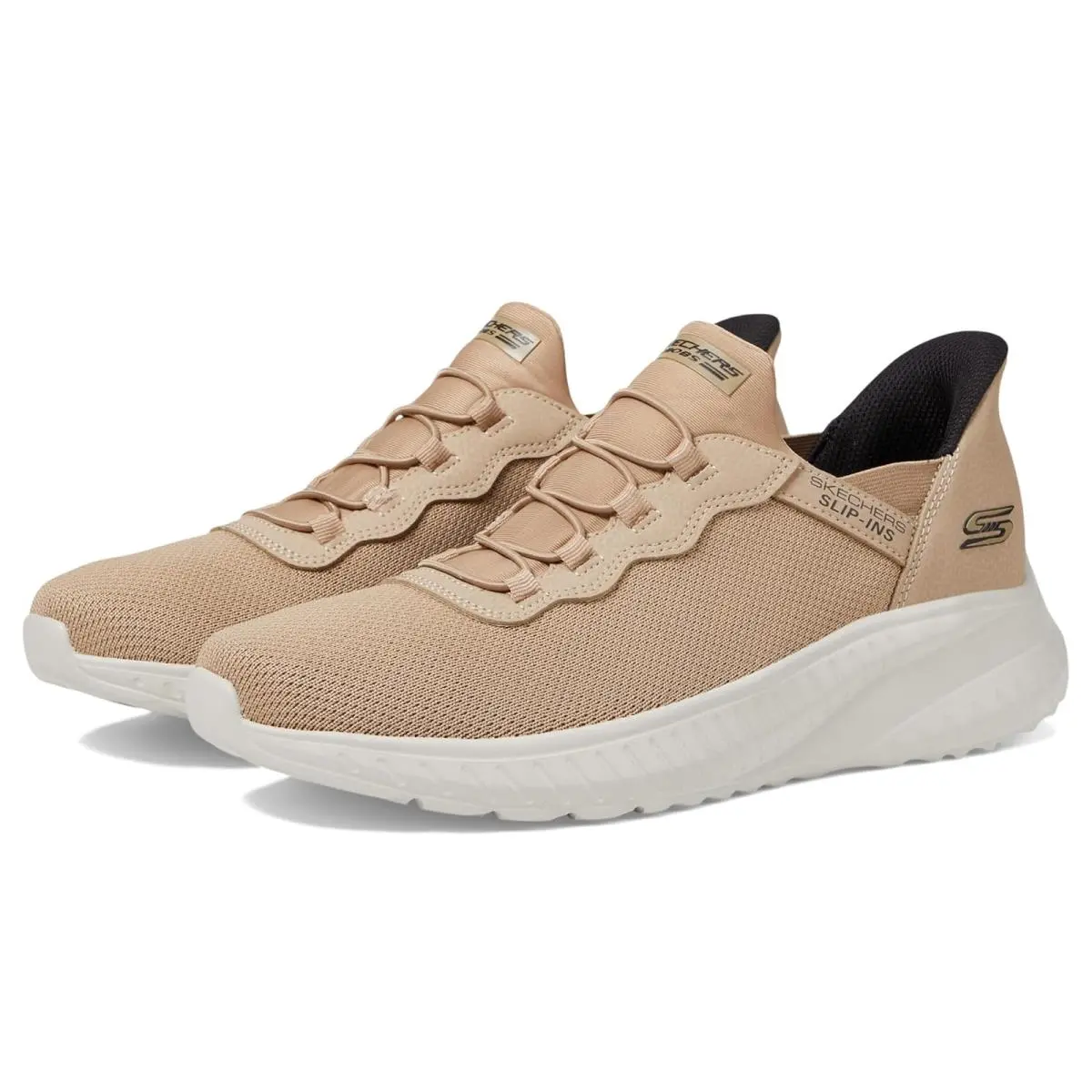 Man`s Shoes Bobs From  Bobs Squad Chaos - Daily Hype Hands Free Slip-ins Tan by Skechers