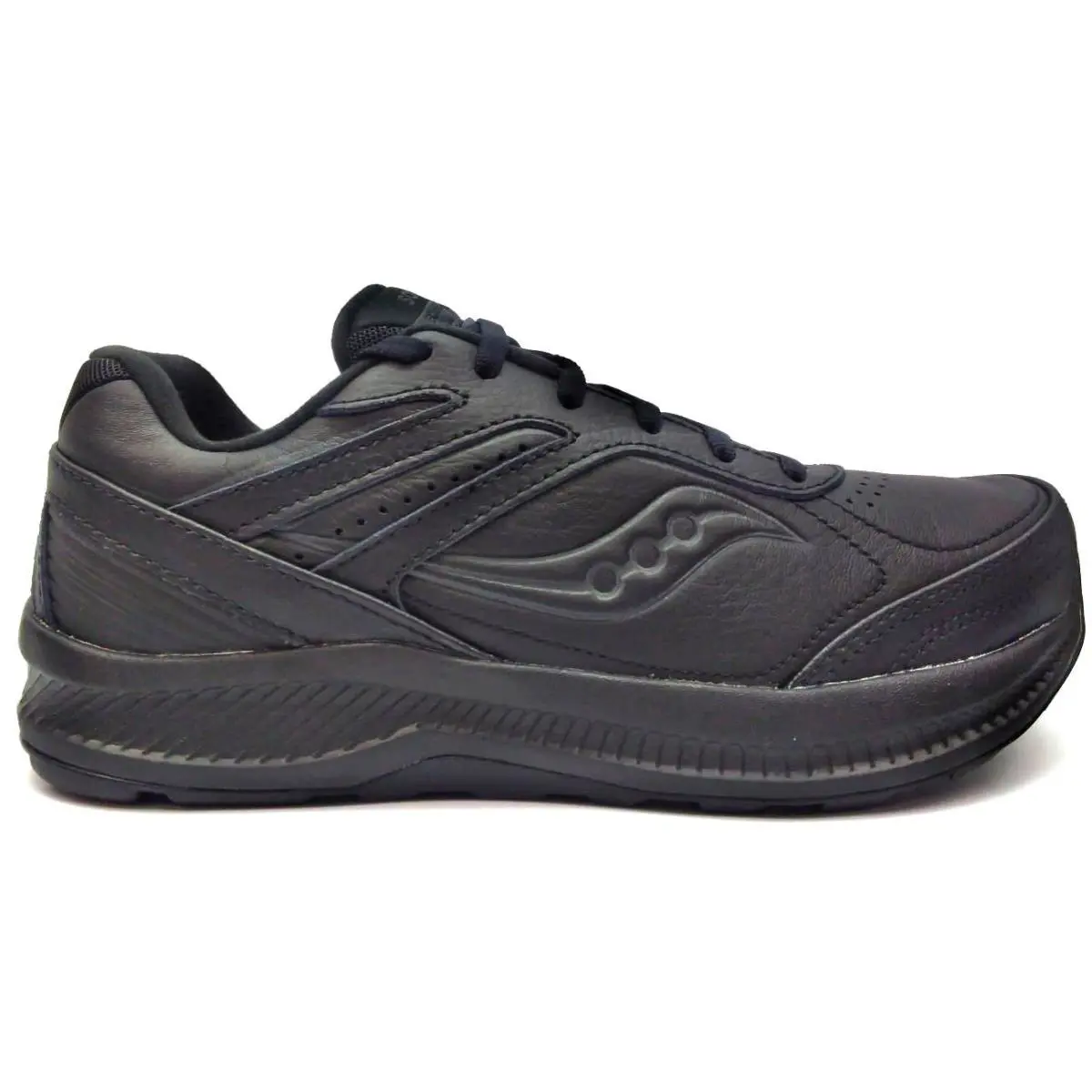 Saucony Women`s Echelon Walker 3 Walking Shoes Leather Lace-up Comfort - Black
