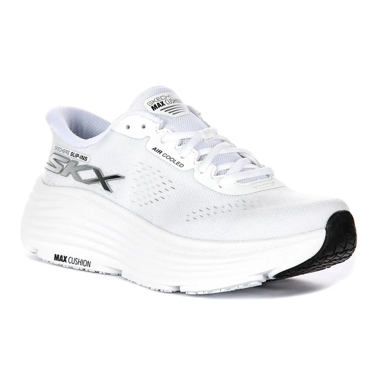 Skechers Max Cushioning Leather Mesh Lace Up Womens Sneakers In White US 6 - 11 - White