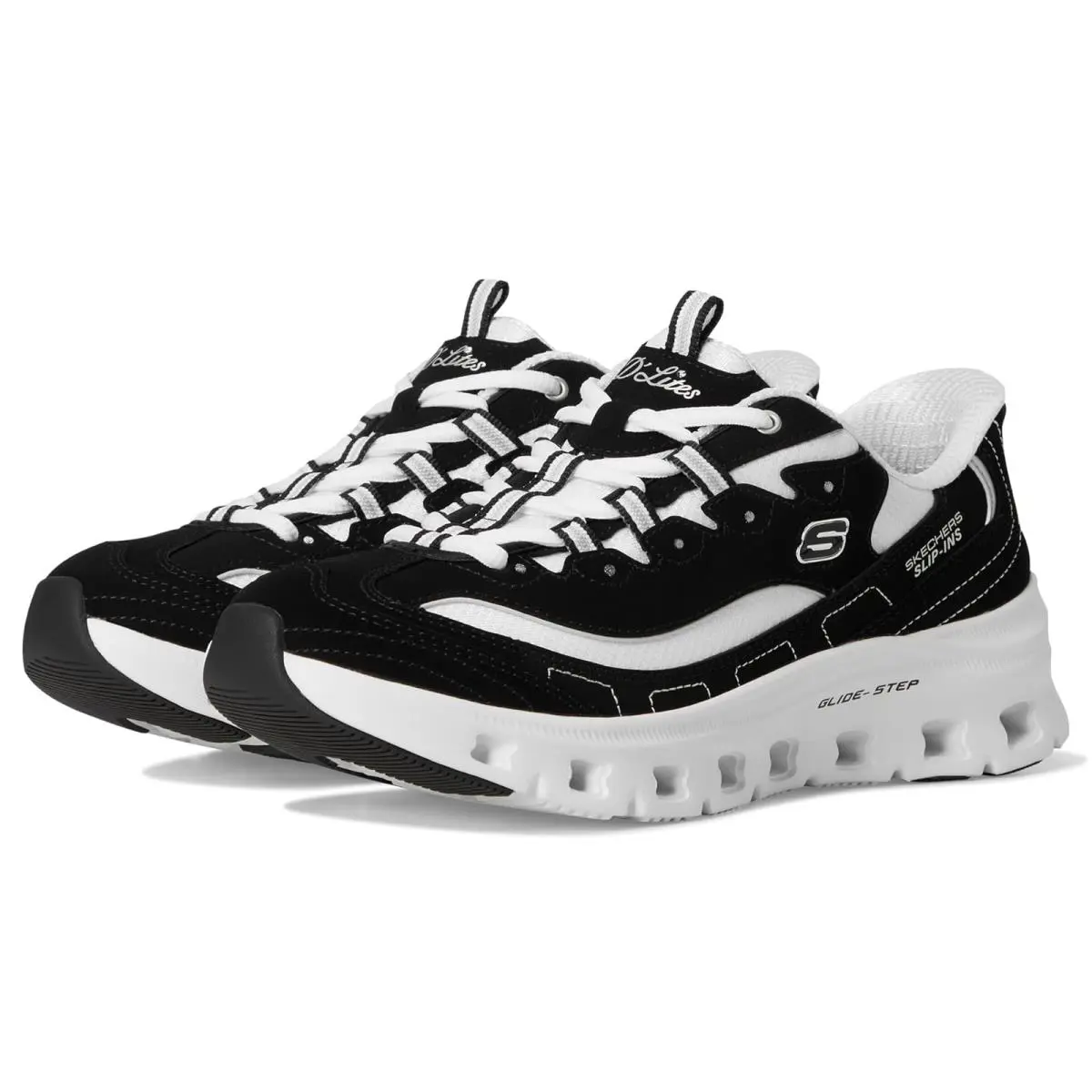 Woman`s Shoes Skechers Glide-step Pro Heritage Classic Hands Free Slip-ins - Black White