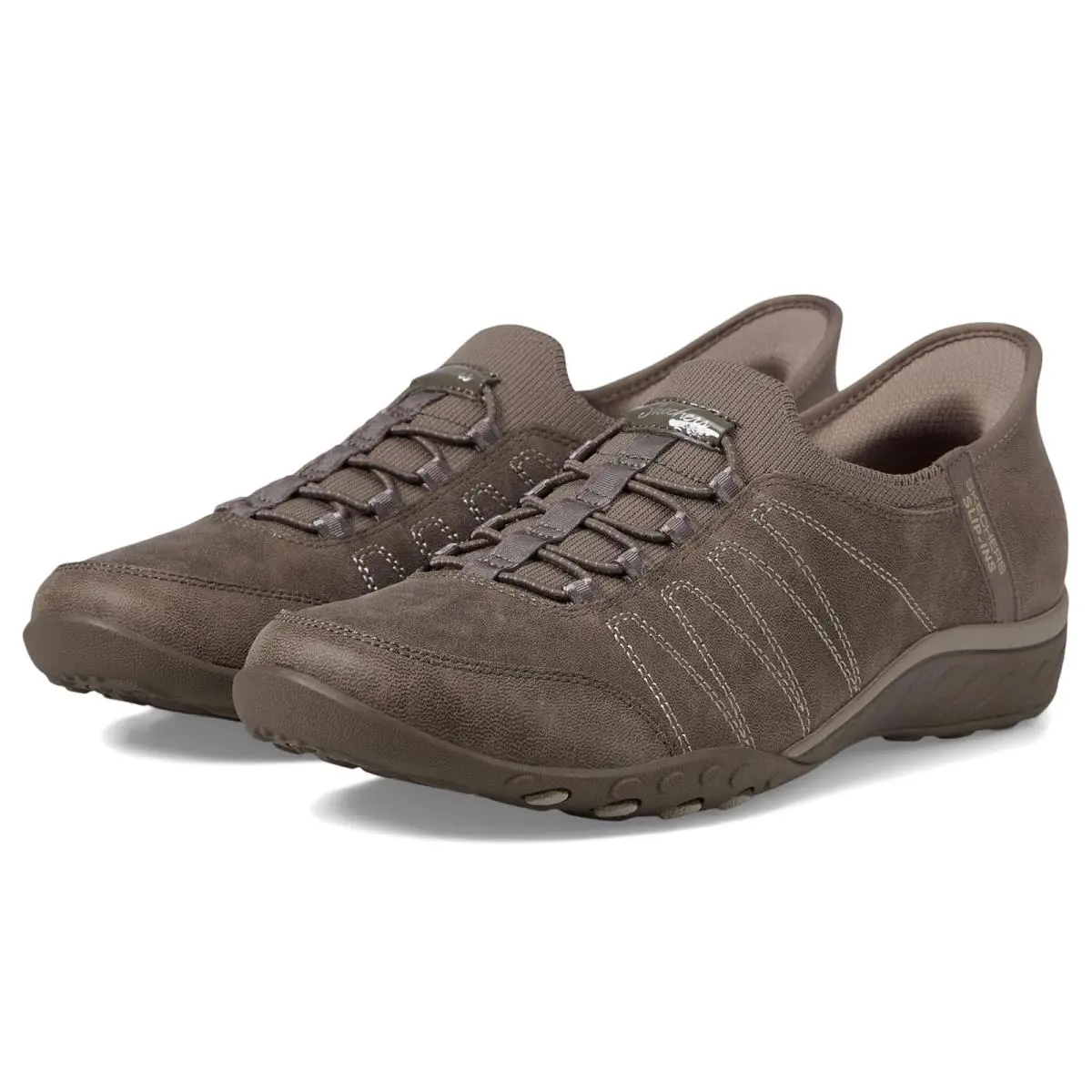 Woman`s Shoes Skechers Breathe Easy- Home Body Hands Free Slip-ins - Dark Taupe