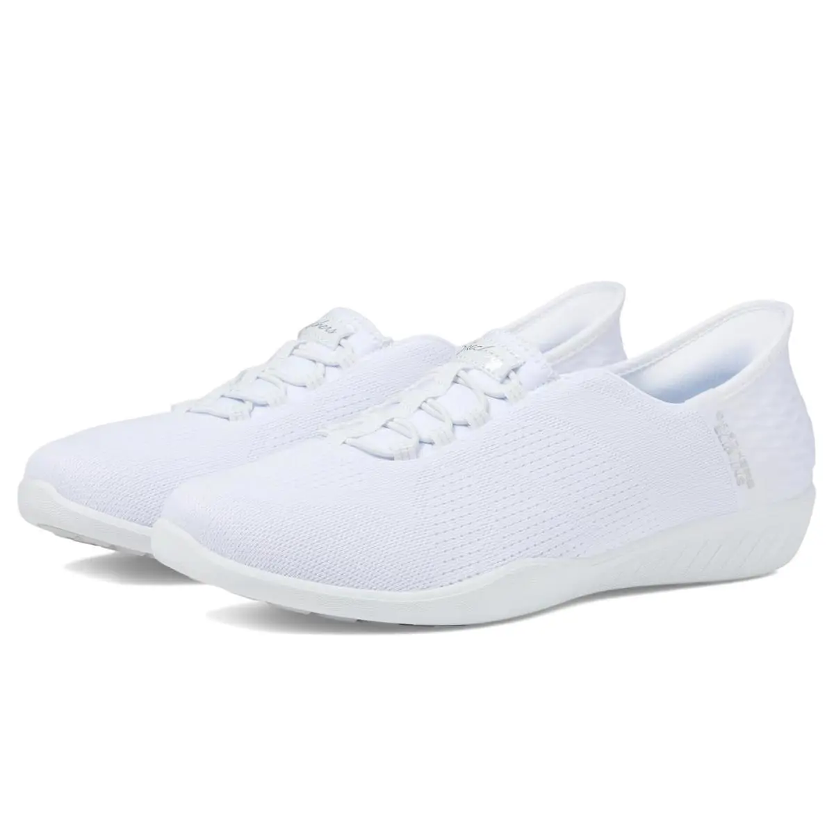 Woman`s Shoes Skechers Newbury St - Lightly Hands Free Slip-ins - White