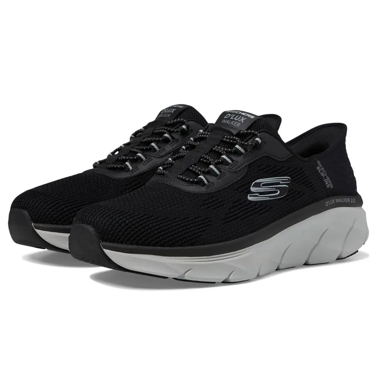 Man`s Shoes Skechers D`lux Walker 2.0 Rezinate Hands Free Slip - Black/Gray