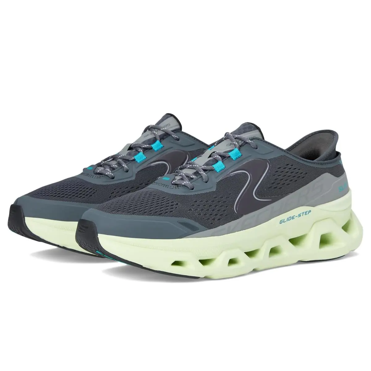 Man`s Sneakers Athletic Shoes Skechers Glide-step Altus Hands Free Slip - Charcoal/Lime