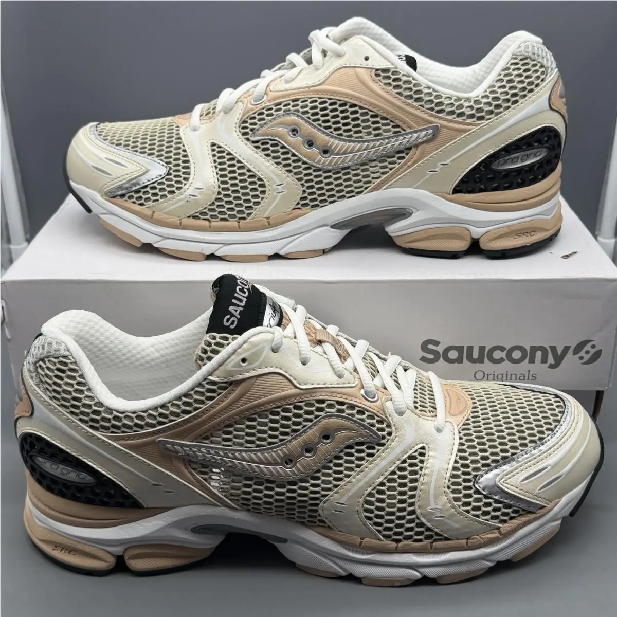 Saucony Progrid Triumph 4 Mens 12 Running Walking Shoes S70704-11 Cream Tan