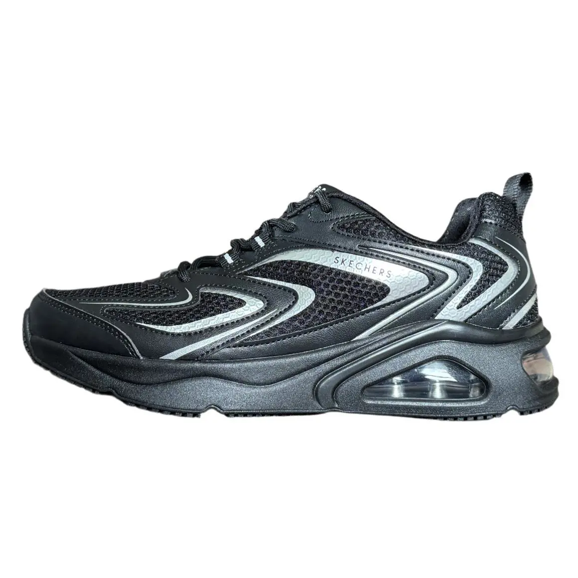 Mens Tres-air-uno Vision-airy Running Casual Sneakers 8.5M Black by Skechers