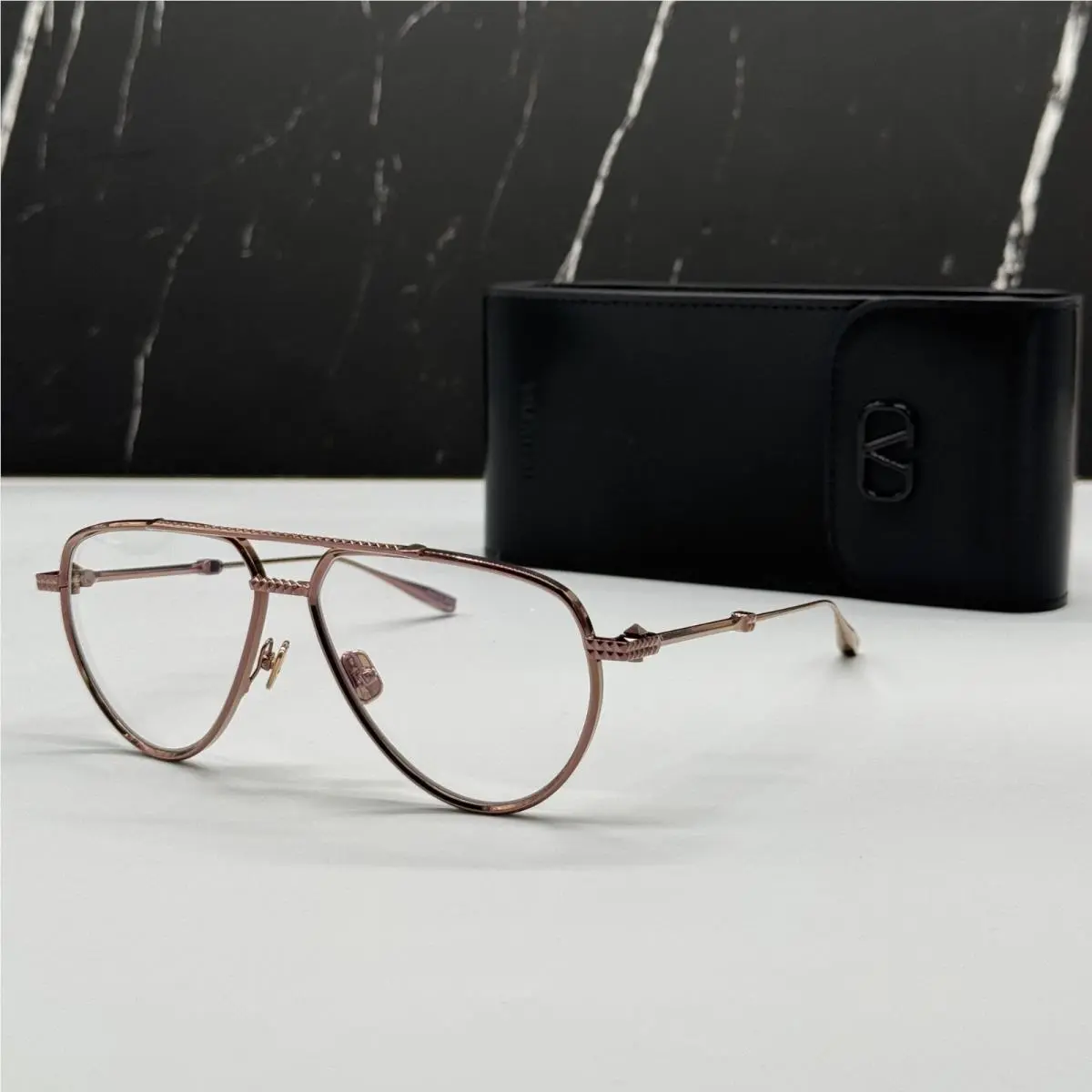 Valentino V-stud-ii VLX-133C Aviator Unisex Gold Rose Eyeglasses