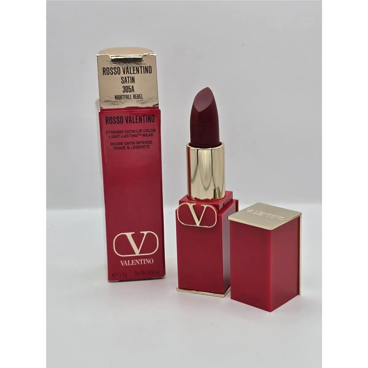 Valentino Rosso Satin Lip Color Lipstick 305A Nightfall Rebel Full Size