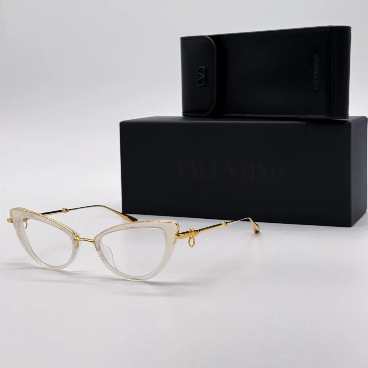 Valentino Daydream VLX-123C Eyeglasses Cat Eye Women Gold/white with Cha