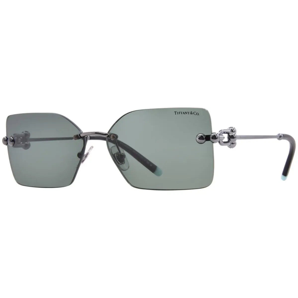 Tiffany Co. TF3088 60033H Sunglasses Women`s Gunmetal/dark Green Lenses 59mm