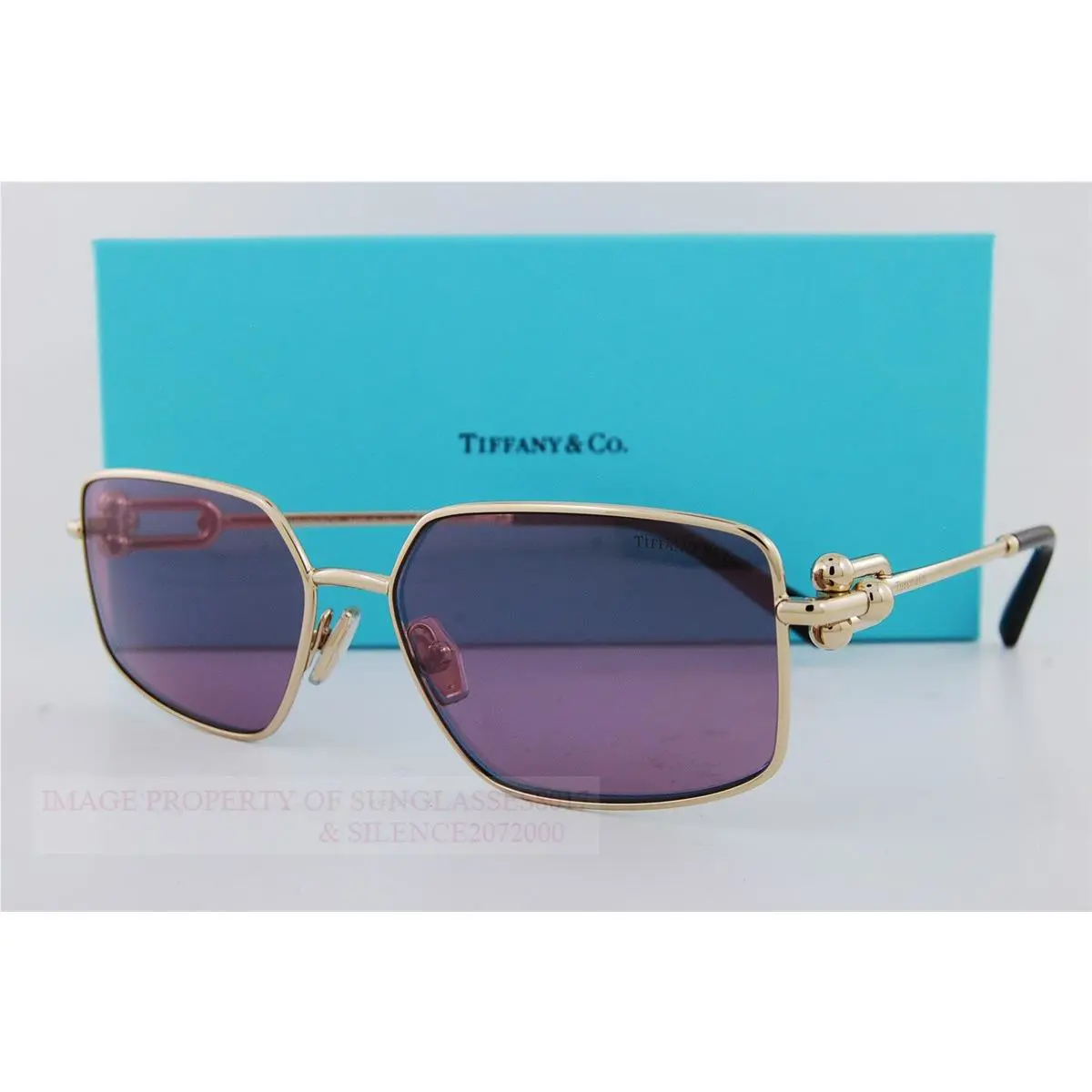 Tiffany Co. Sunglasses TF 3111 6194AK Pale Gold/violet For Women