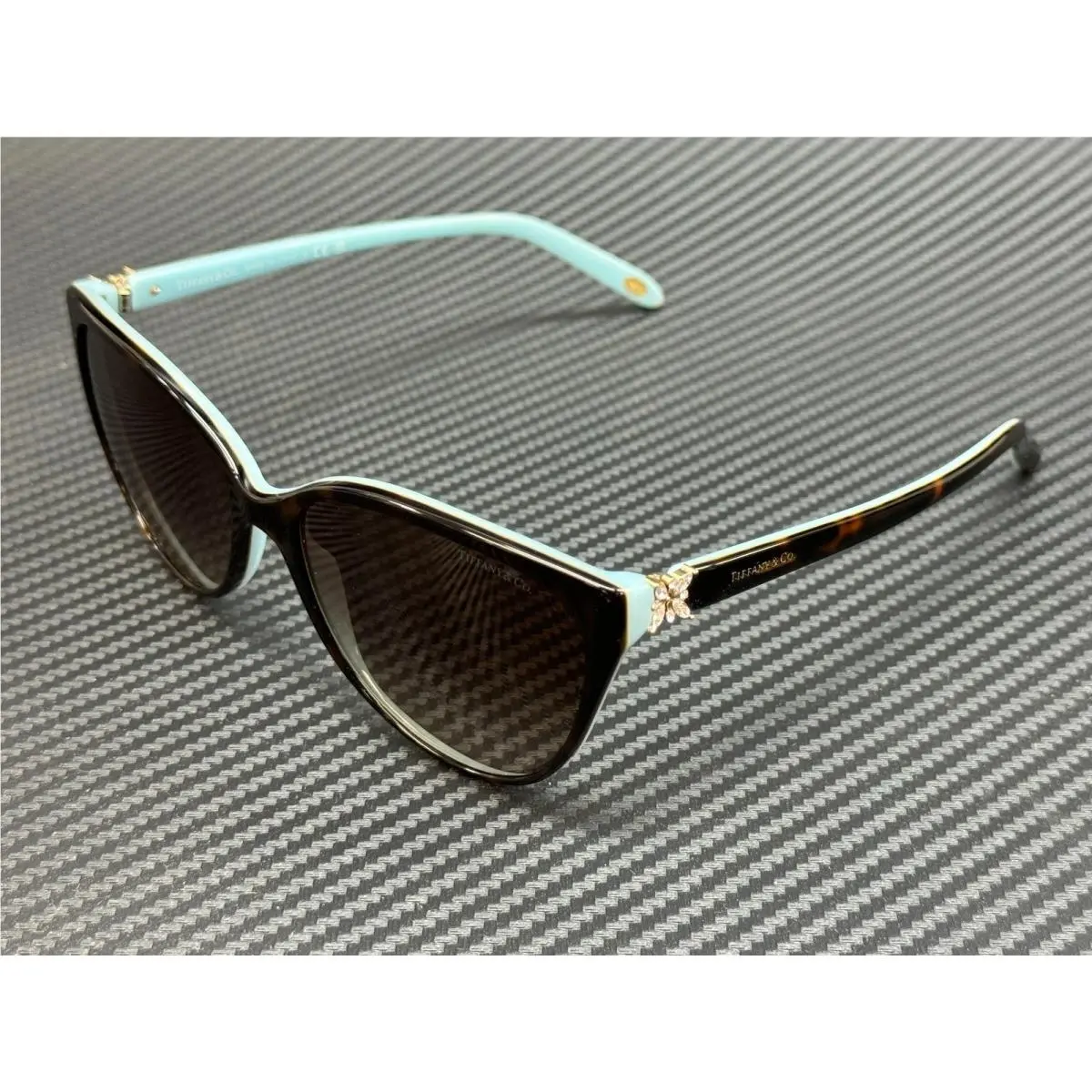Tiffany Co. TF4089B 81343B Havana Blue Women`s Cat Eye Sunglasses 58 mm