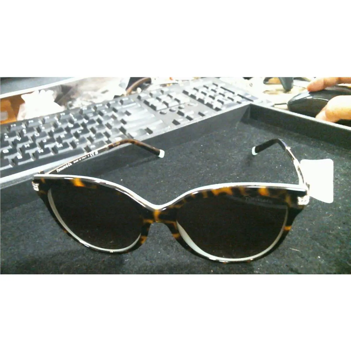 Tiffany Co. TF 4193B 80019S Black Metal Cat-eye Sunglasses Blue Gradient Lens
