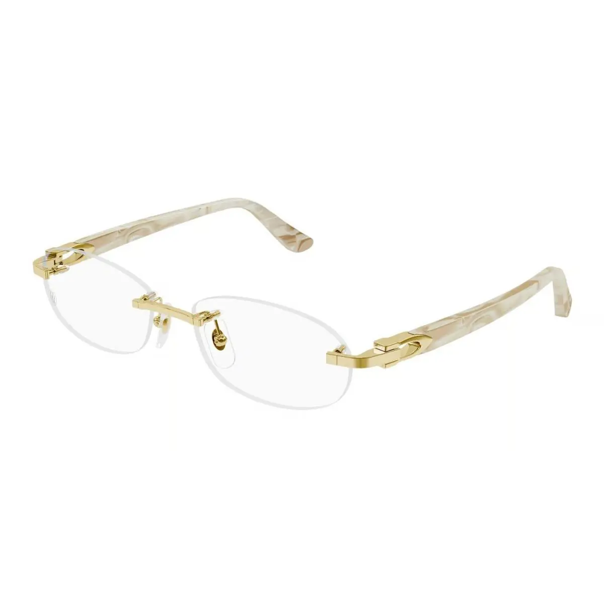 Cartier CT0455OJ 003 Gold Ivory Transparent Eyeglasses Frame 52-16