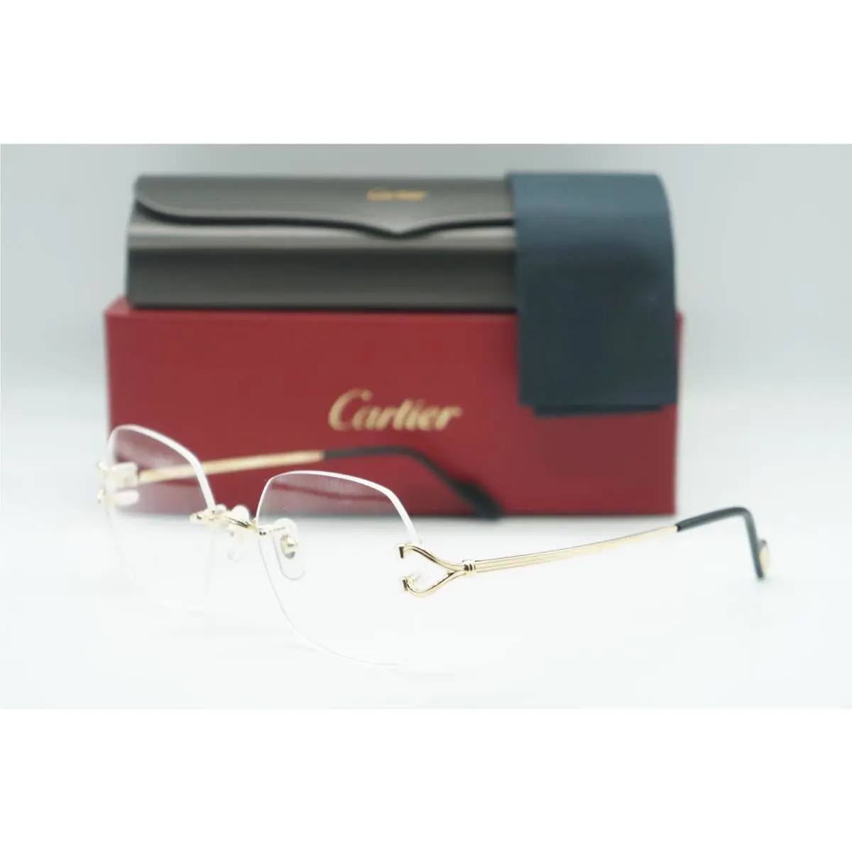 Cartier CT0564O 001 Gold Transparent Sunglasses Frame 55-18