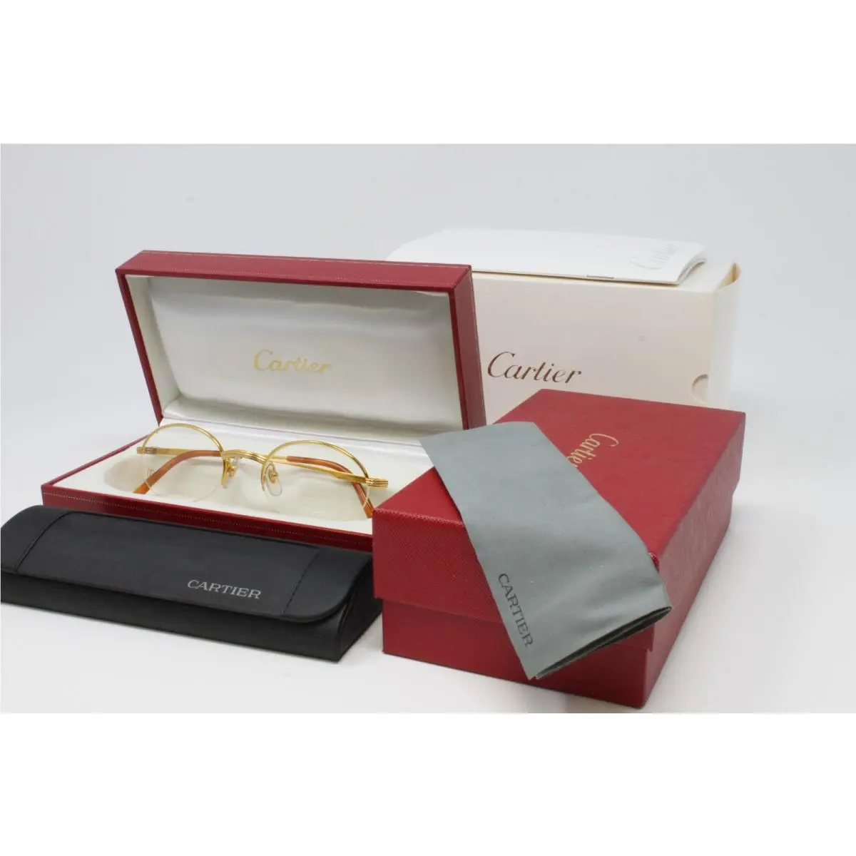 Vintage Cartier Unisex Eyeglasses Manhattan T8100353 Gold Half Rim 49mm