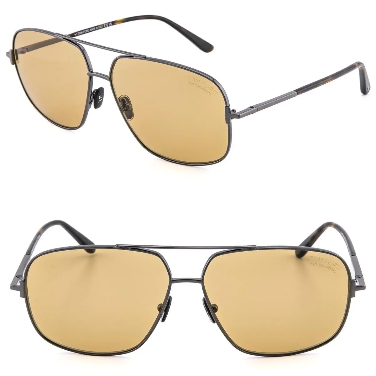 Tom Ford Tex TF1096 28E Gunmetal Brown Photochromic Pilot Sunglasses 1096 FT1096
