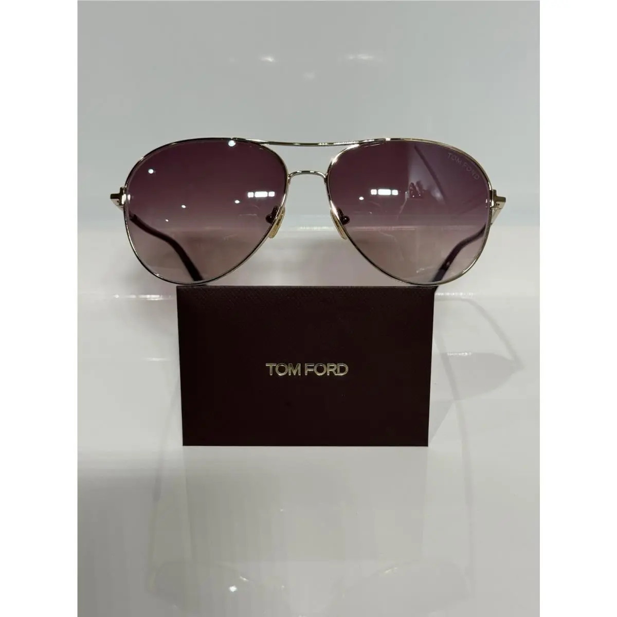 Tom Ford Clark TF823 28U Rose Gild Aviator Gradient Wine Sunglasses