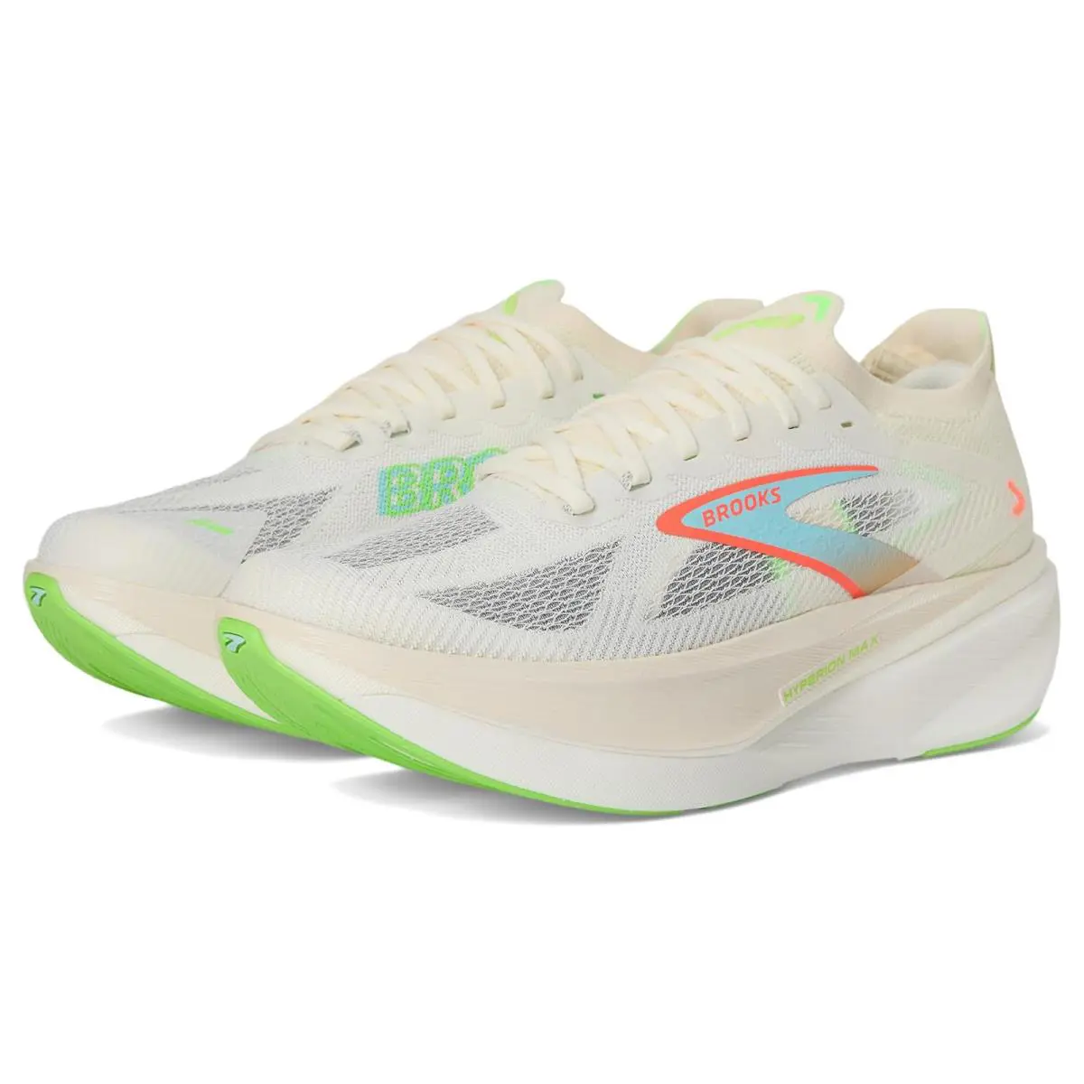 Man`s Sneakers Athletic Shoes Brooks Hyperion Max 3 - Coconut/Green Gecko/Pink Clay